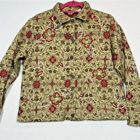 Laura Ashley Petite Women's Brocade Button Down Floral Tapestry Blazer Jacket PS - Picture 1 of 7